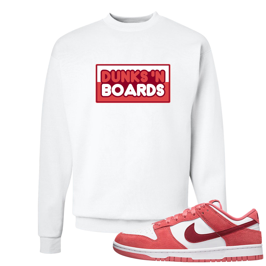 Valentine's Day Low Dunks Crewneck Sweatshirt | Dunks N Boards, White