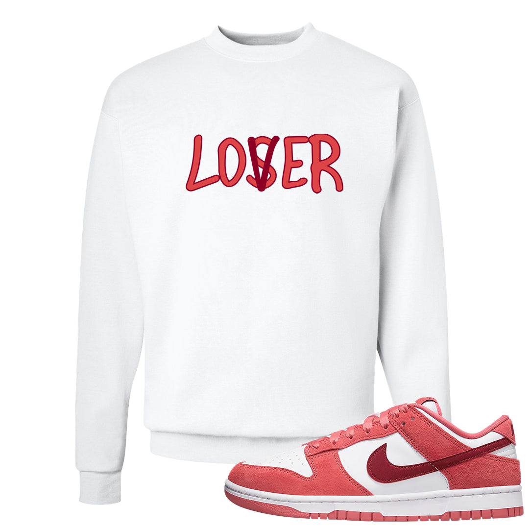 Valentine's Day Low Dunks Crewneck Sweatshirt | Lover, White