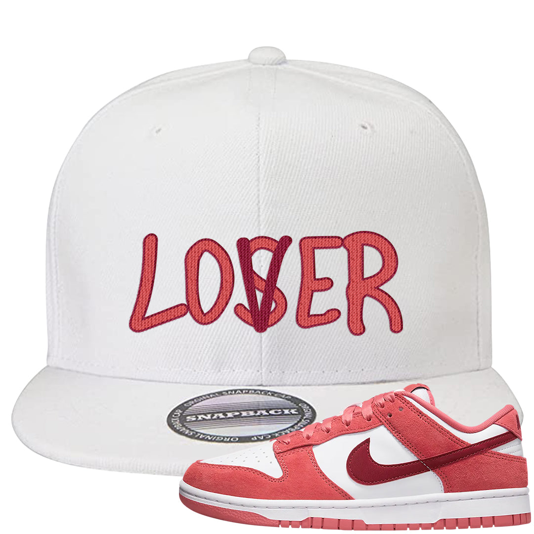 Valentine's Day Low Dunks Snapback Hat | Lover, White