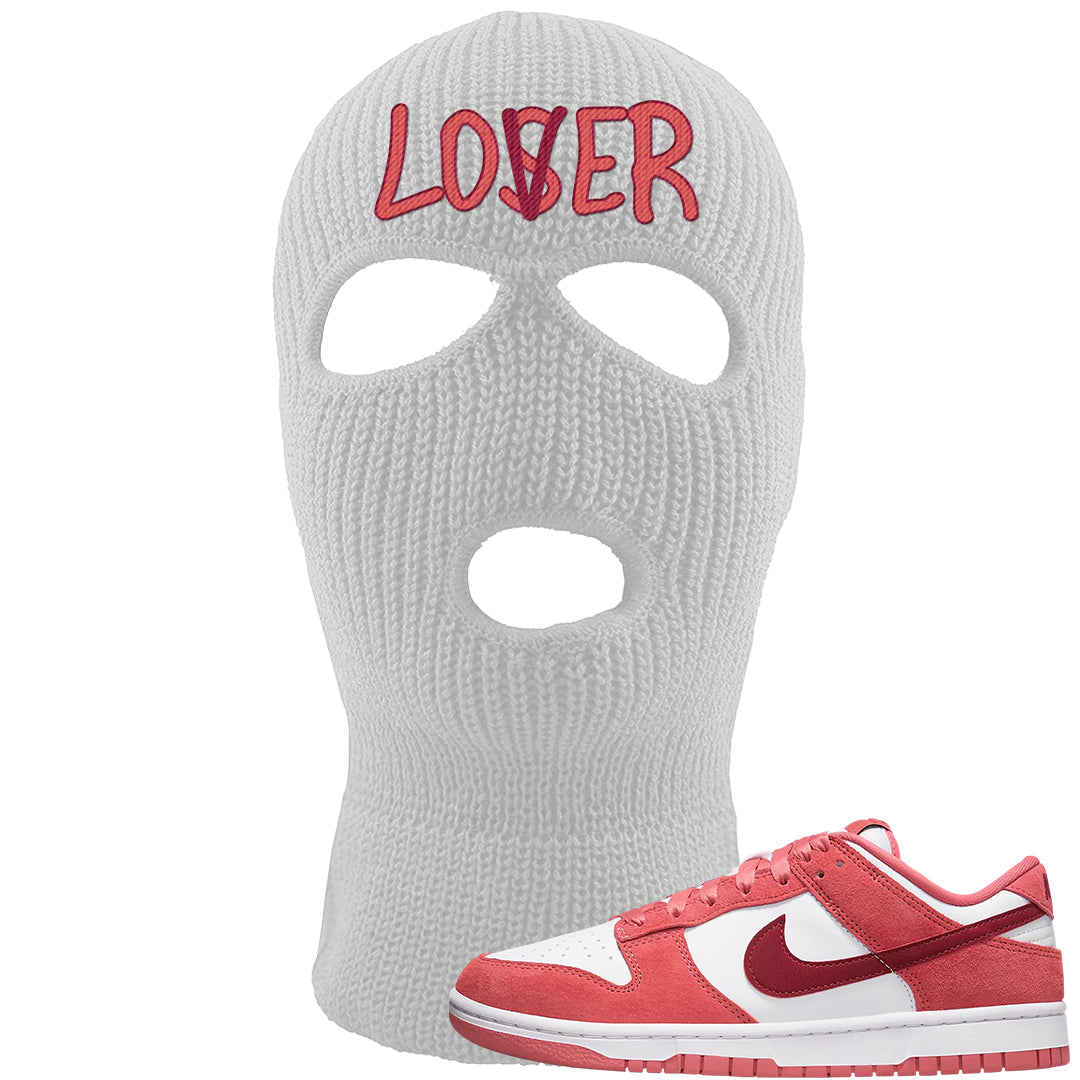 Valentine's Day Low Dunks Ski Mask | Lover, White