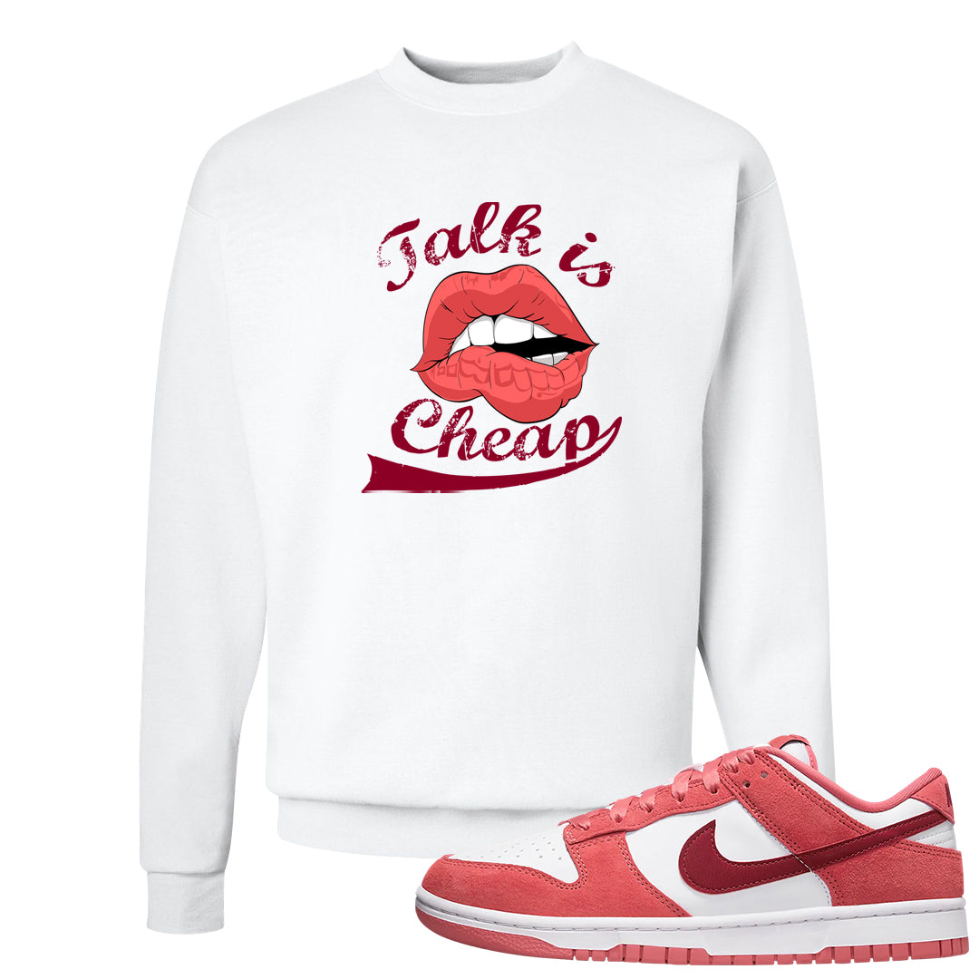 Valentine's Day Low Dunks Crewneck Sweatshirt | Talk Lips, White