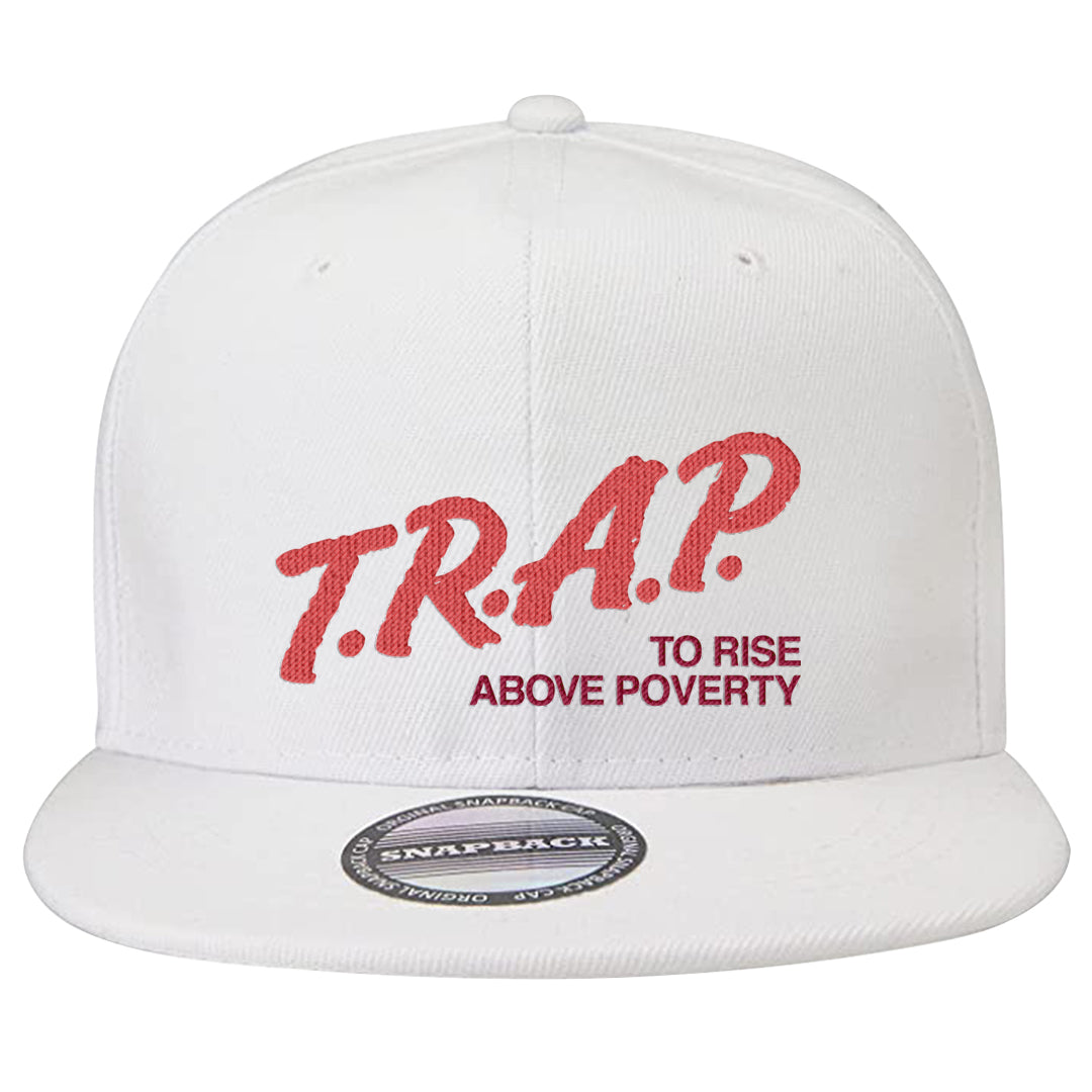 Valentine's Day Low Dunks Snapback Hat | Trap To Rise Above Poverty, White
