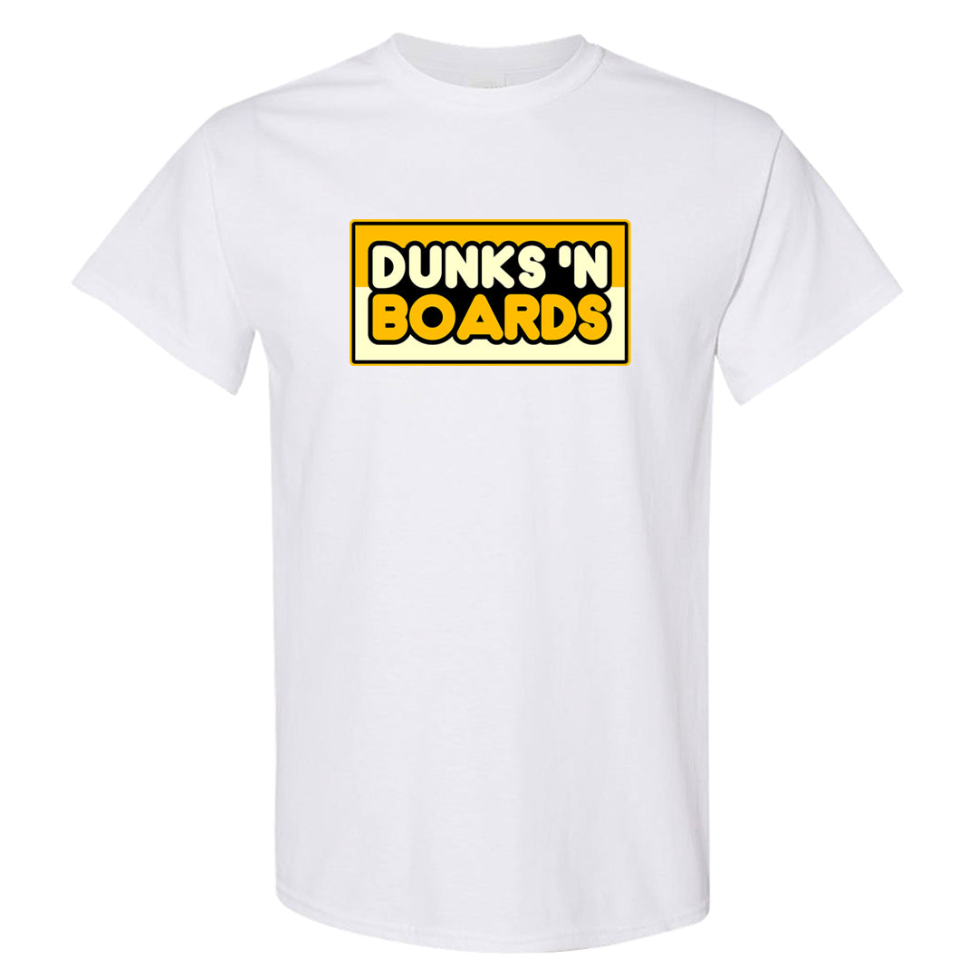 Vivid Sulfur Low Dunks T Shirt | Dunks N Boards, White