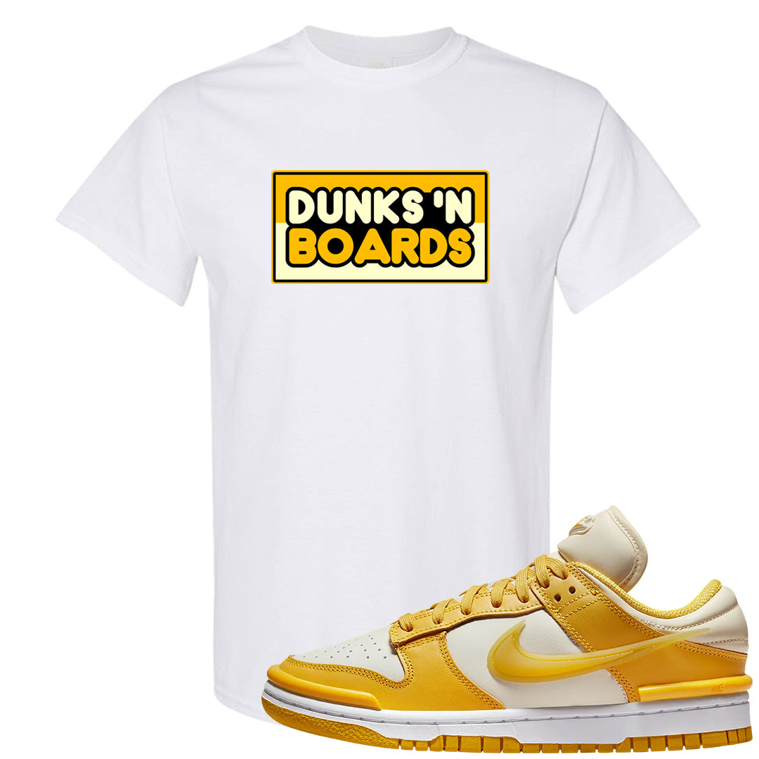 Vivid Sulfur Low Dunks T Shirt | Dunks N Boards, White