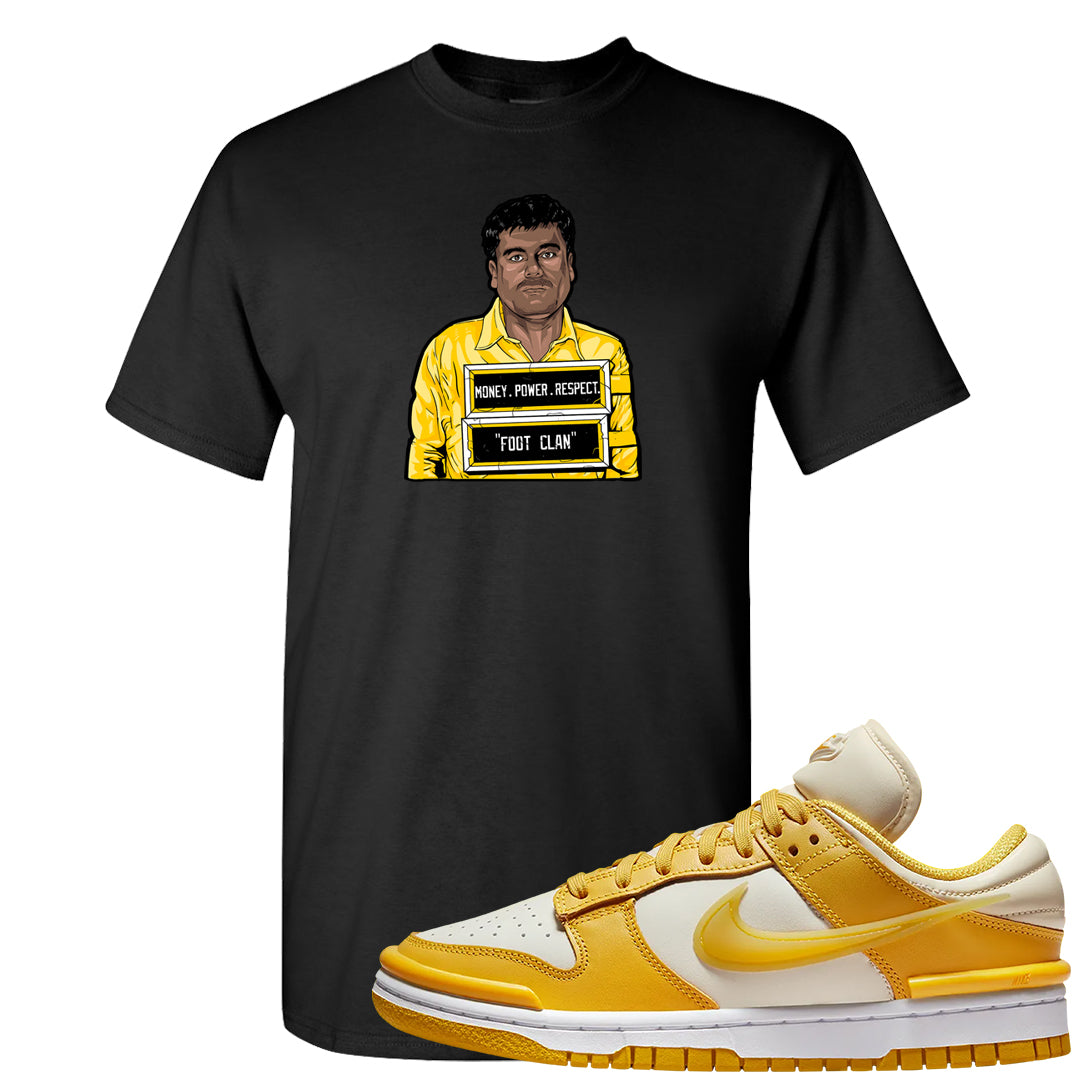 Vivid Sulfur Low Dunks T Shirt | El Chapo Illustration, Black