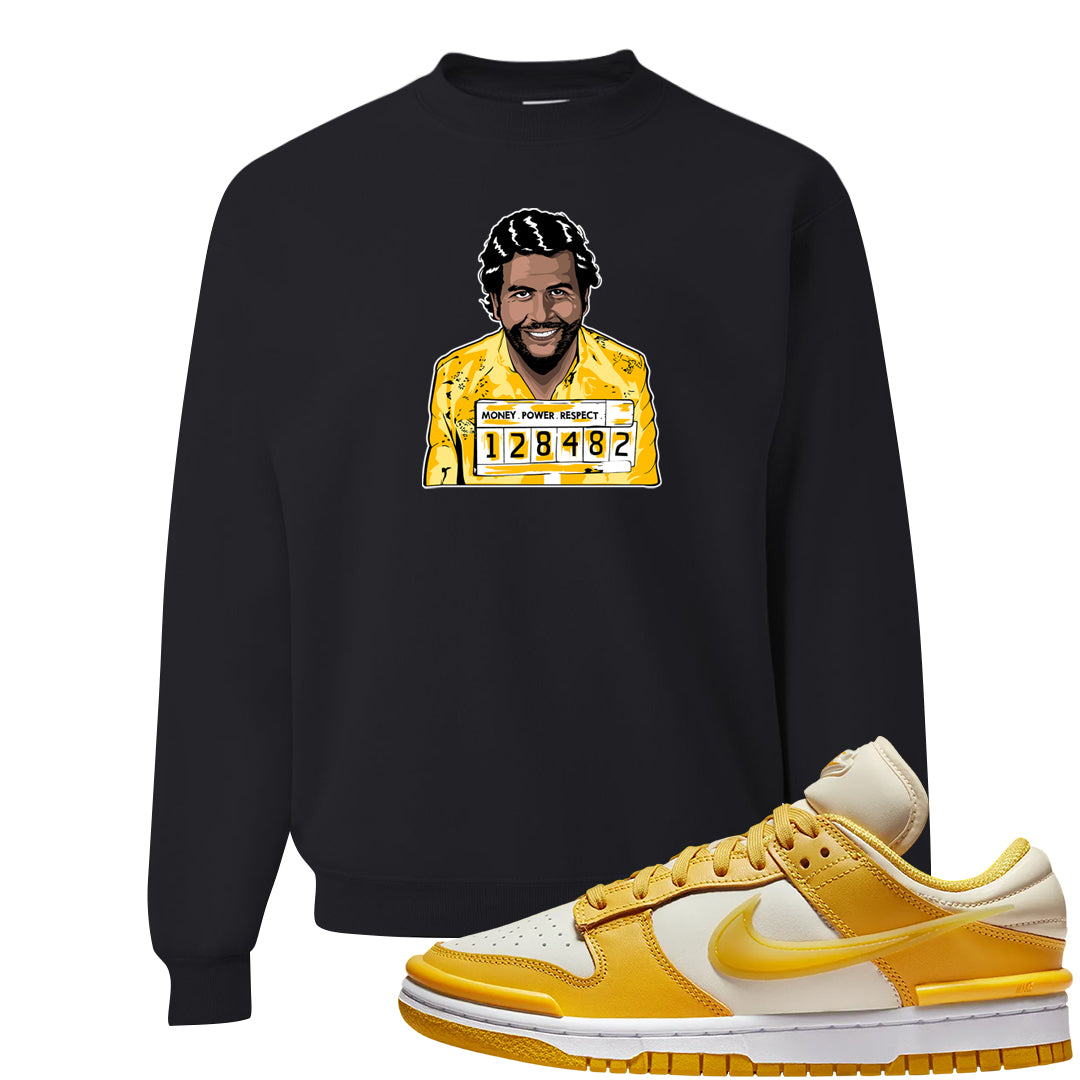 Vivid Sulfur Low Dunks Crewneck Sweatshirt | Escobar Illustration, Black