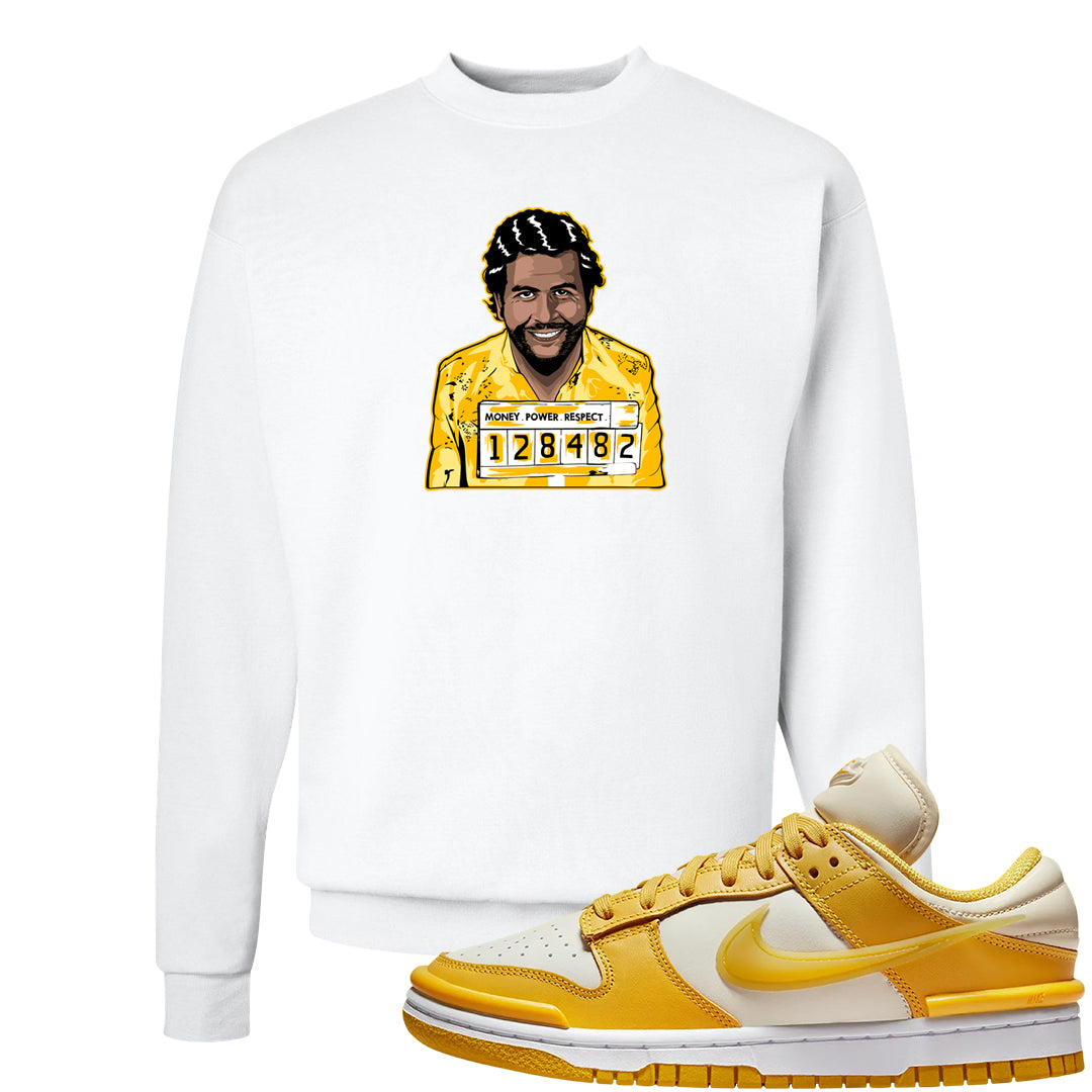 Vivid Sulfur Low Dunks Crewneck Sweatshirt | Escobar Illustration, White