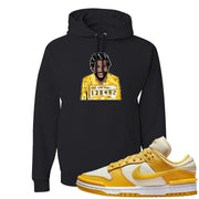 Vivid Sulfur Low Dunks Hoodie | Escobar Illustration, Black