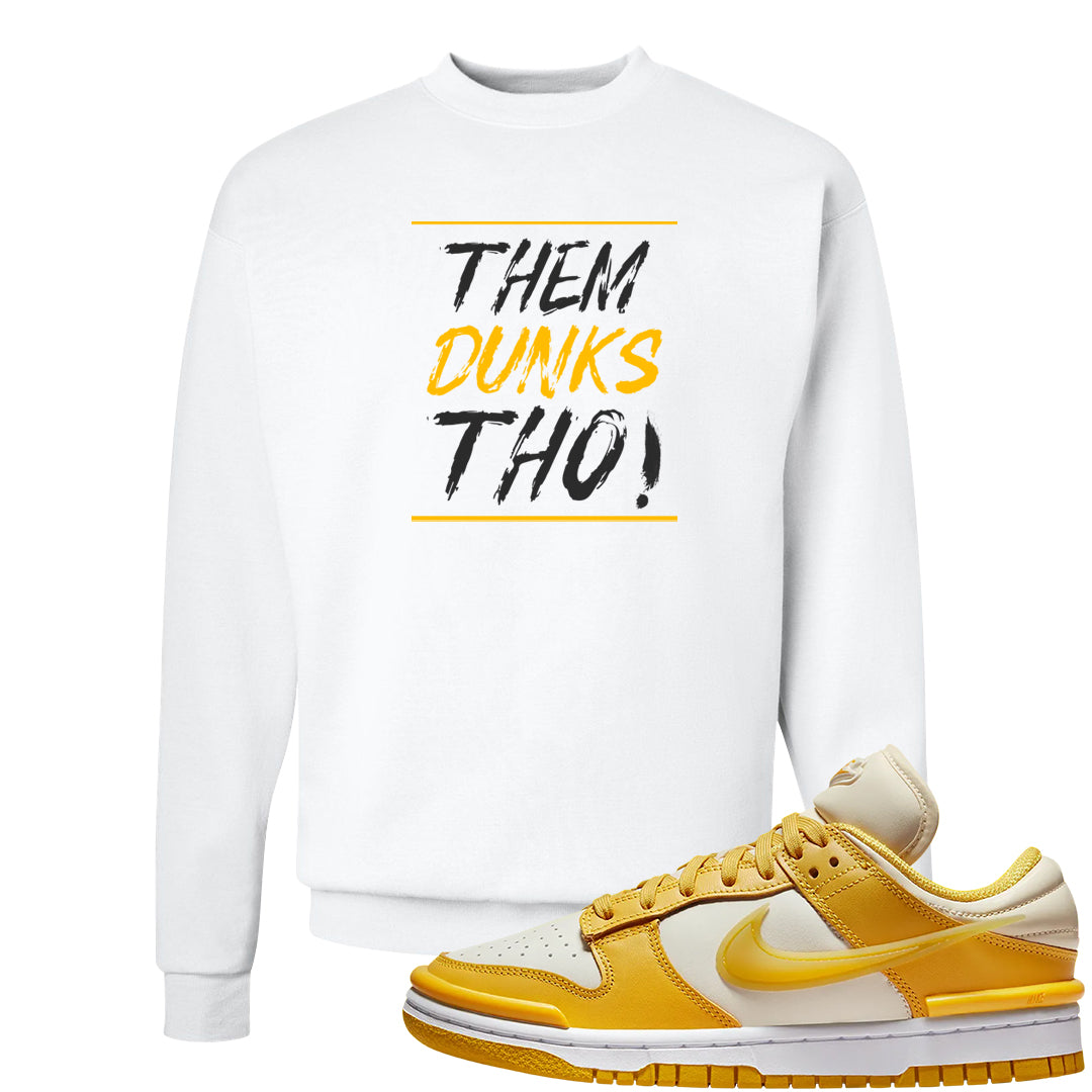 Vivid Sulfur Low Dunks Crewneck Sweatshirt | Them Dunks Tho, White