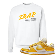 Vivid Sulfur Low Dunks Crewneck Sweatshirt | Trap To Rise Above Poverty, White