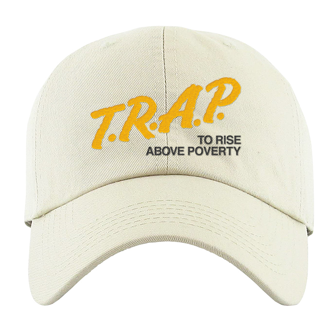 Vivid Sulfur Low Dunks Dad Hat | Trap To Rise Above Poverty, White