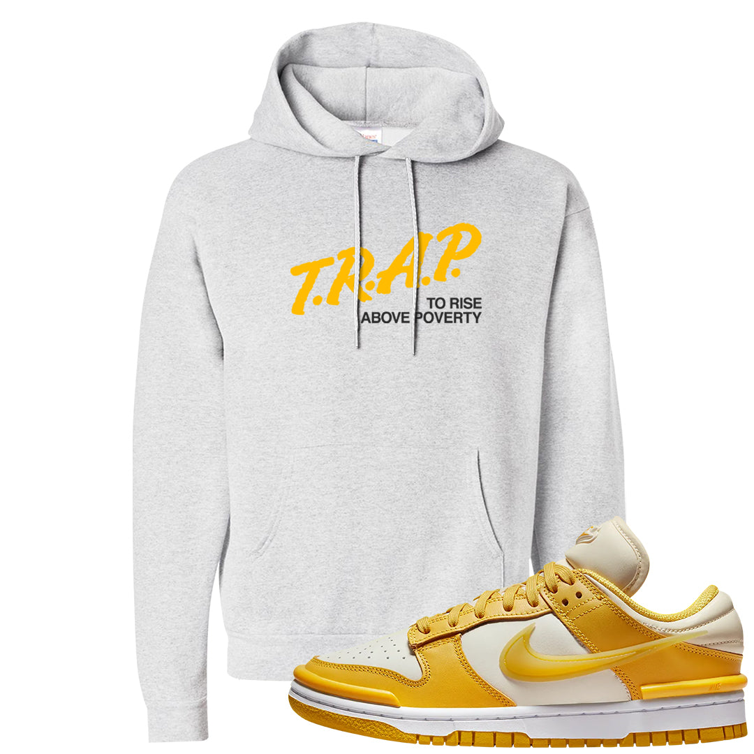 Vivid Sulfur Low Dunks Hoodie | Trap To Rise Above Poverty, Ash