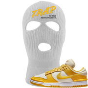 Vivid Sulfur Low Dunks Ski Mask | Trap To Rise Above Poverty, White