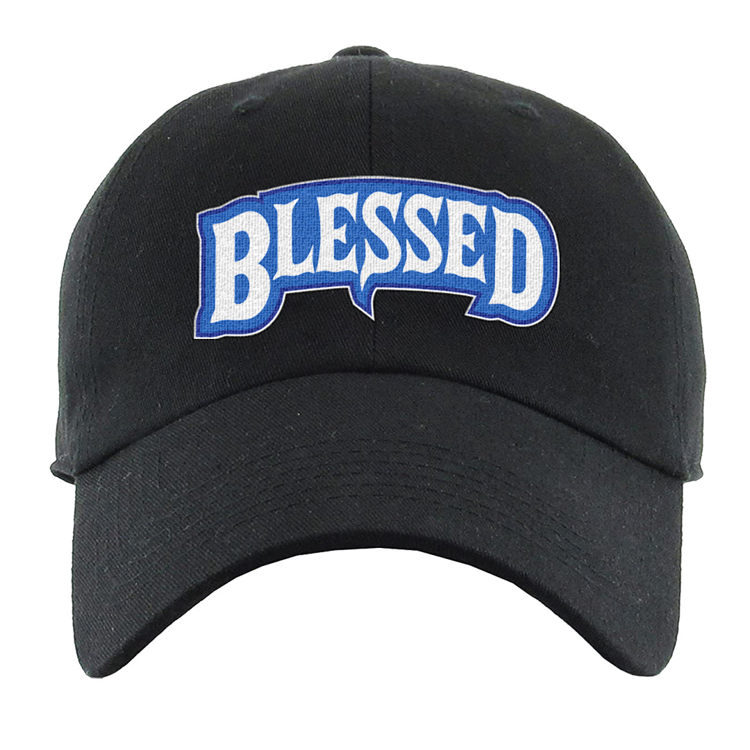 White Blue Low Dunks Dad Hat | Blessed Arch, Black