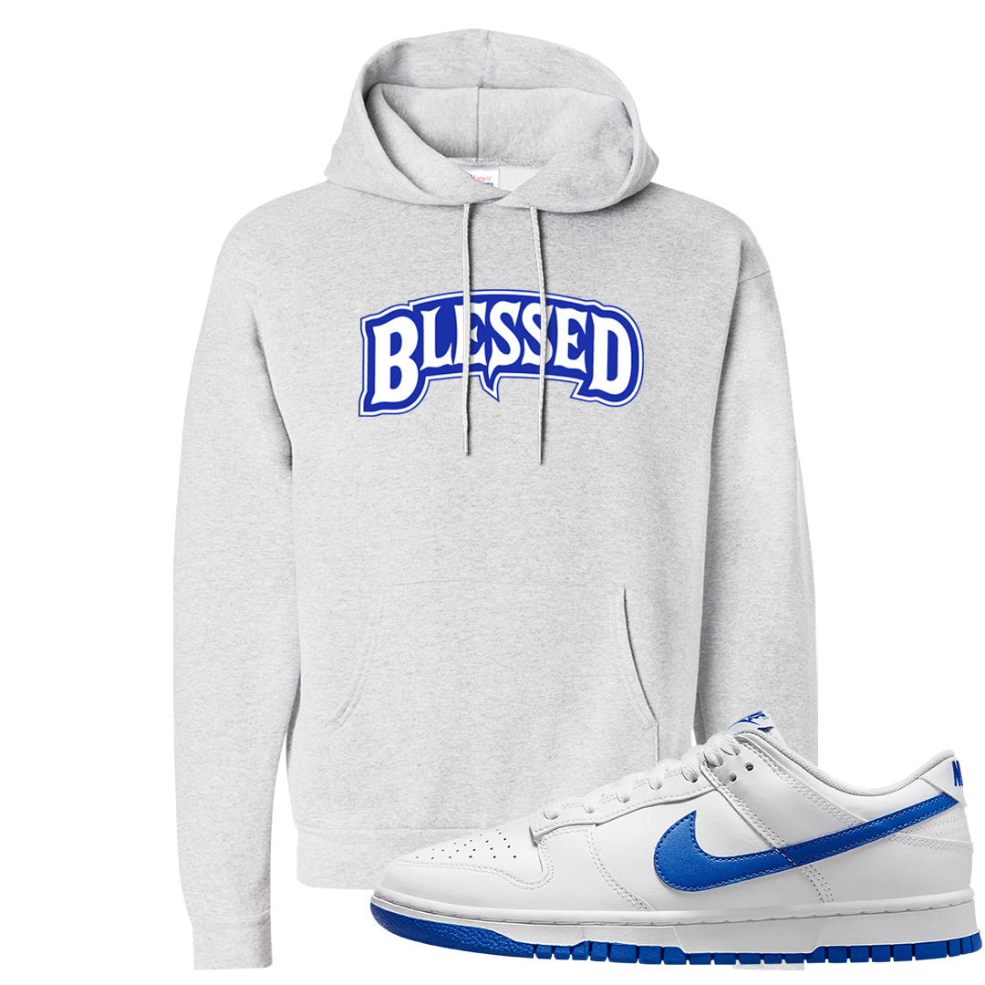 White Blue Low Dunks Hoodie | Blessed Arch, Ash