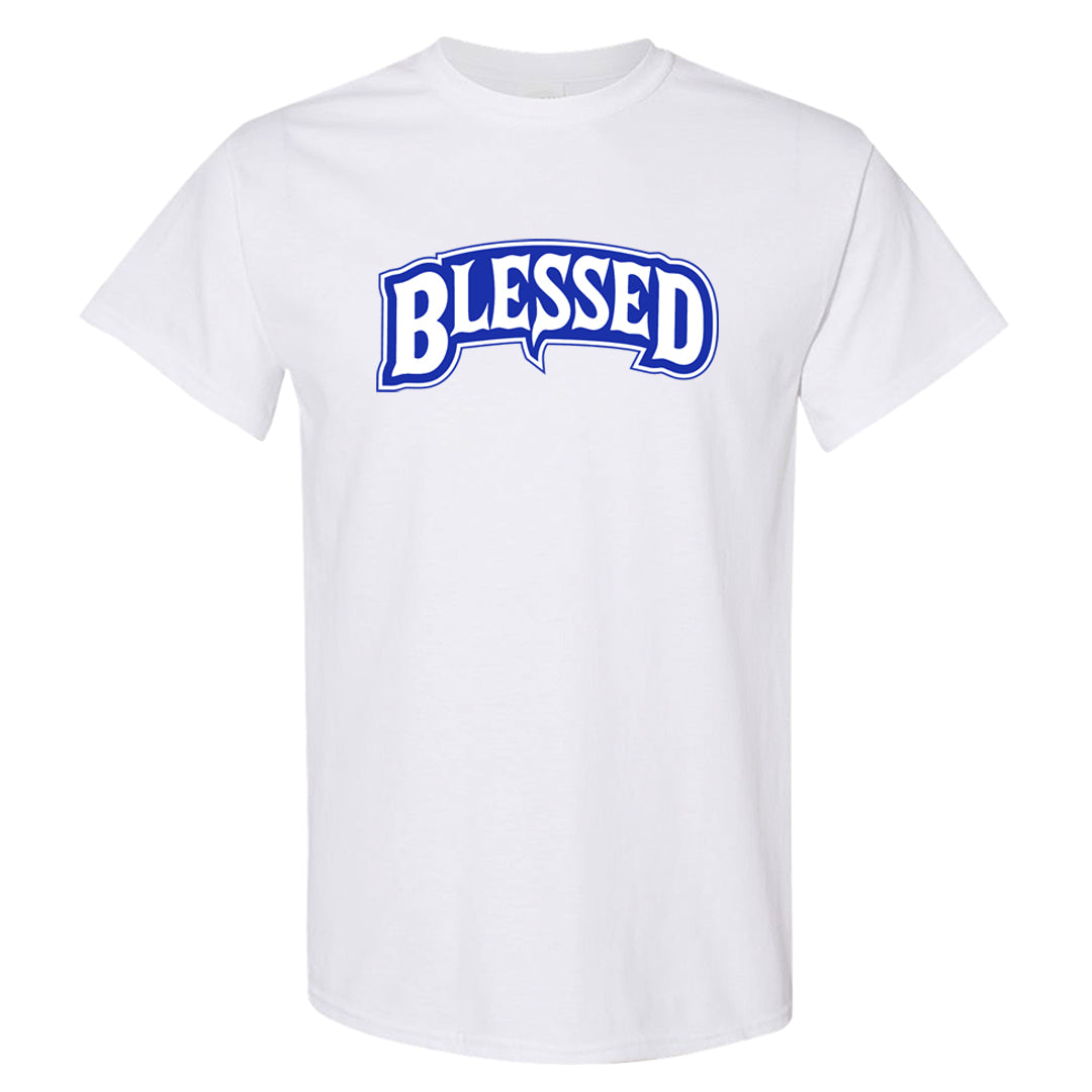 White Blue Low Dunks T Shirt | Blessed Arch, White