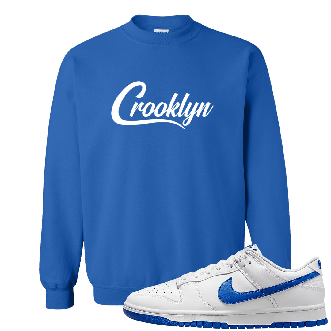 White Blue Low Dunks Crewneck Sweatshirt | Crooklyn, Royal