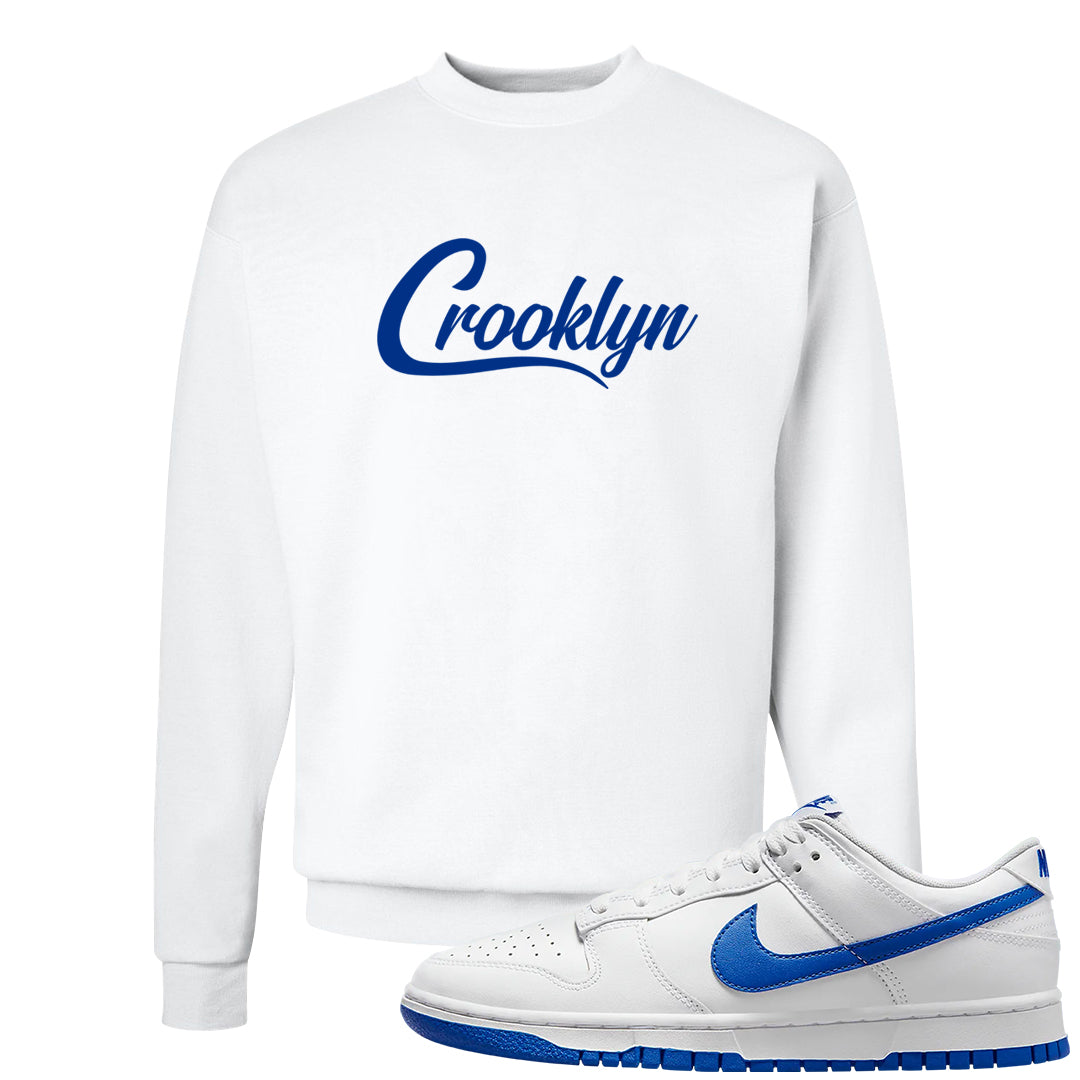 White Blue Low Dunks Crewneck Sweatshirt | Crooklyn, White