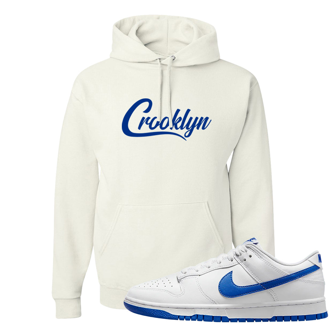 White Blue Low Dunks Hoodie | Crooklyn, White