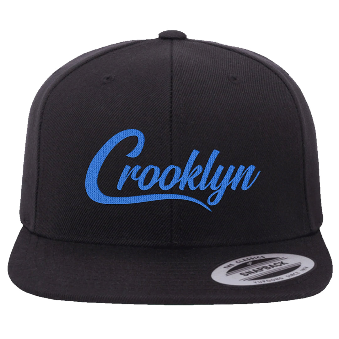 White Blue Low Dunks Snapback Hat | Crooklyn, Black