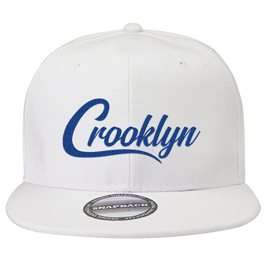 White Blue Low Dunks Snapback Hat | Crooklyn, White