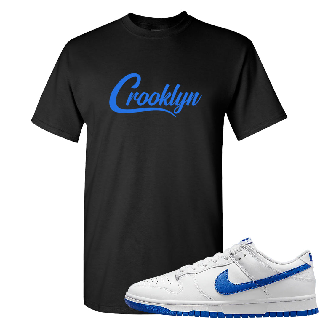 White Blue Low Dunks T Shirt | Crooklyn, Black