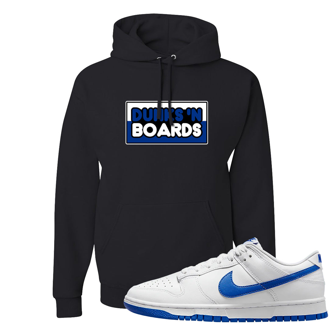 White Blue Low Dunks Hoodie | Dunks N Boards, Black