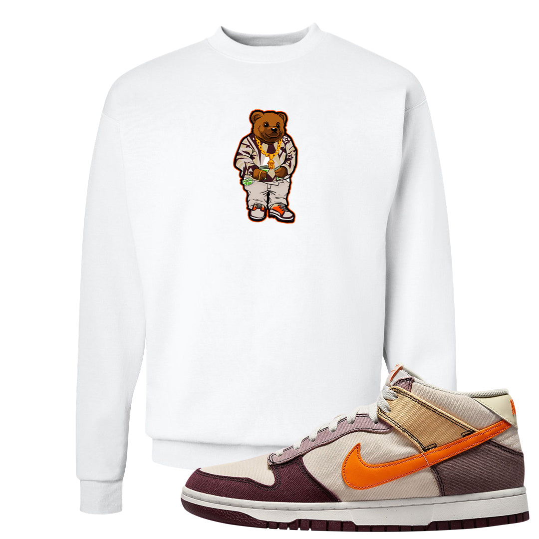 Coconut Milk Mid Dunks Crewneck Sweatshirt | Sweater Bear, White