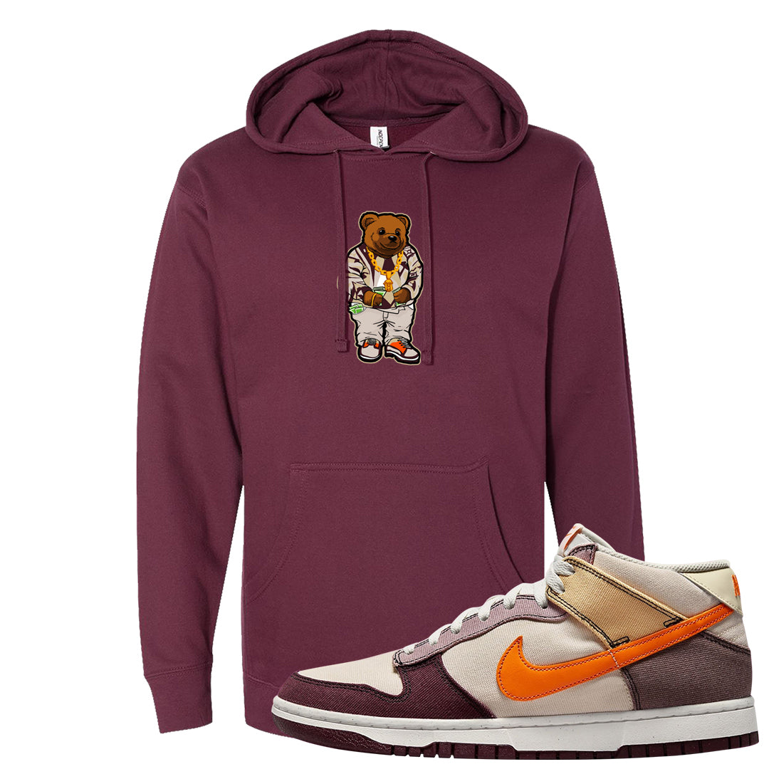 Coconut Milk Mid Dunks Hoodie | Sweater Bear, Maroon