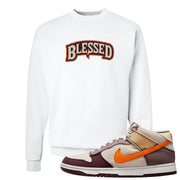 Coconut Milk Mid Dunks Crewneck Sweatshirt | Blessed Arch, White