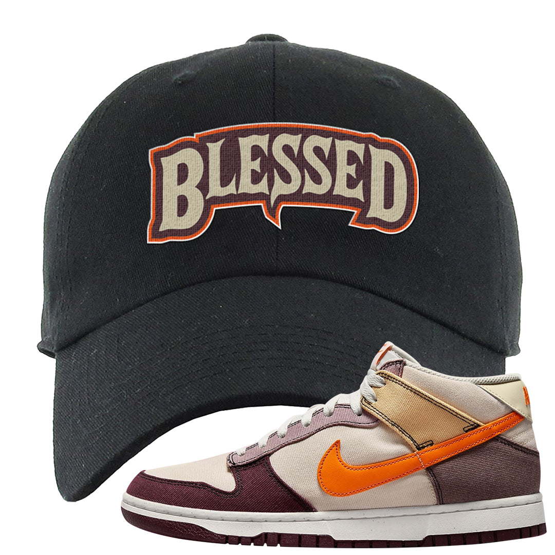 Coconut Milk Mid Dunks Dad Hat | Blessed Arch, Black