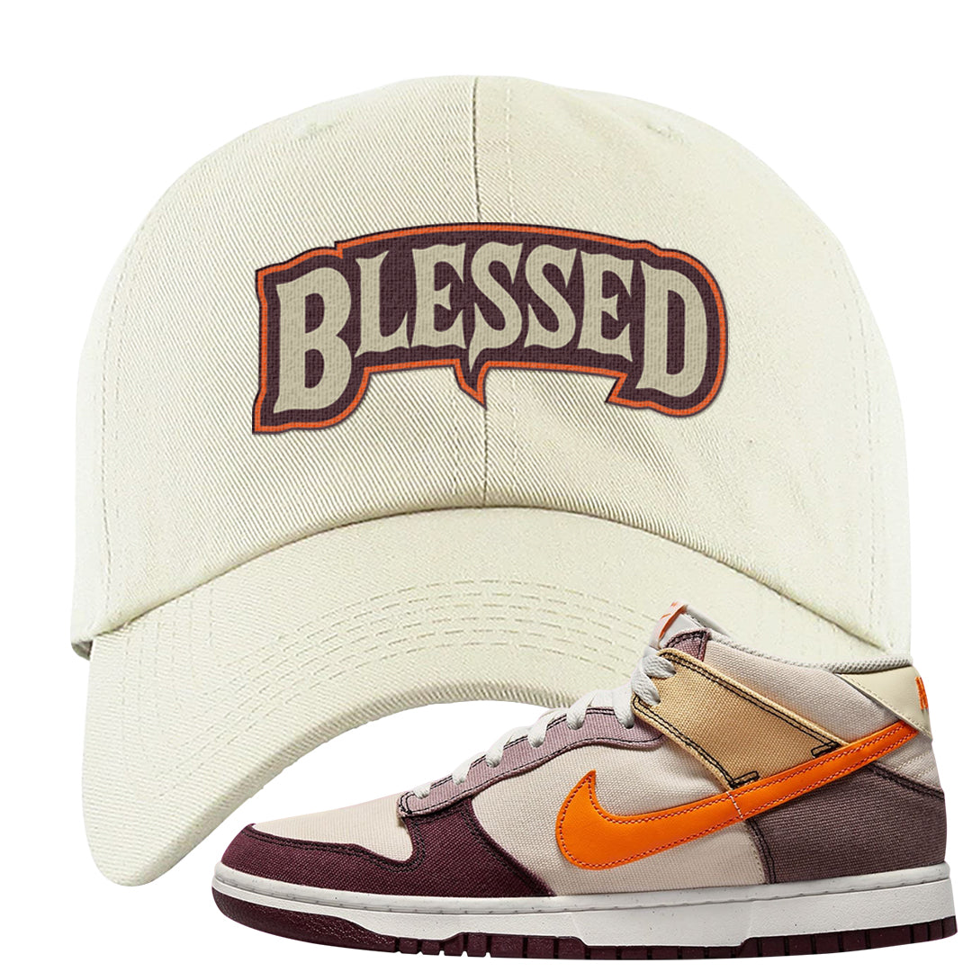 Coconut Milk Mid Dunks Dad Hat | Blessed Arch, White