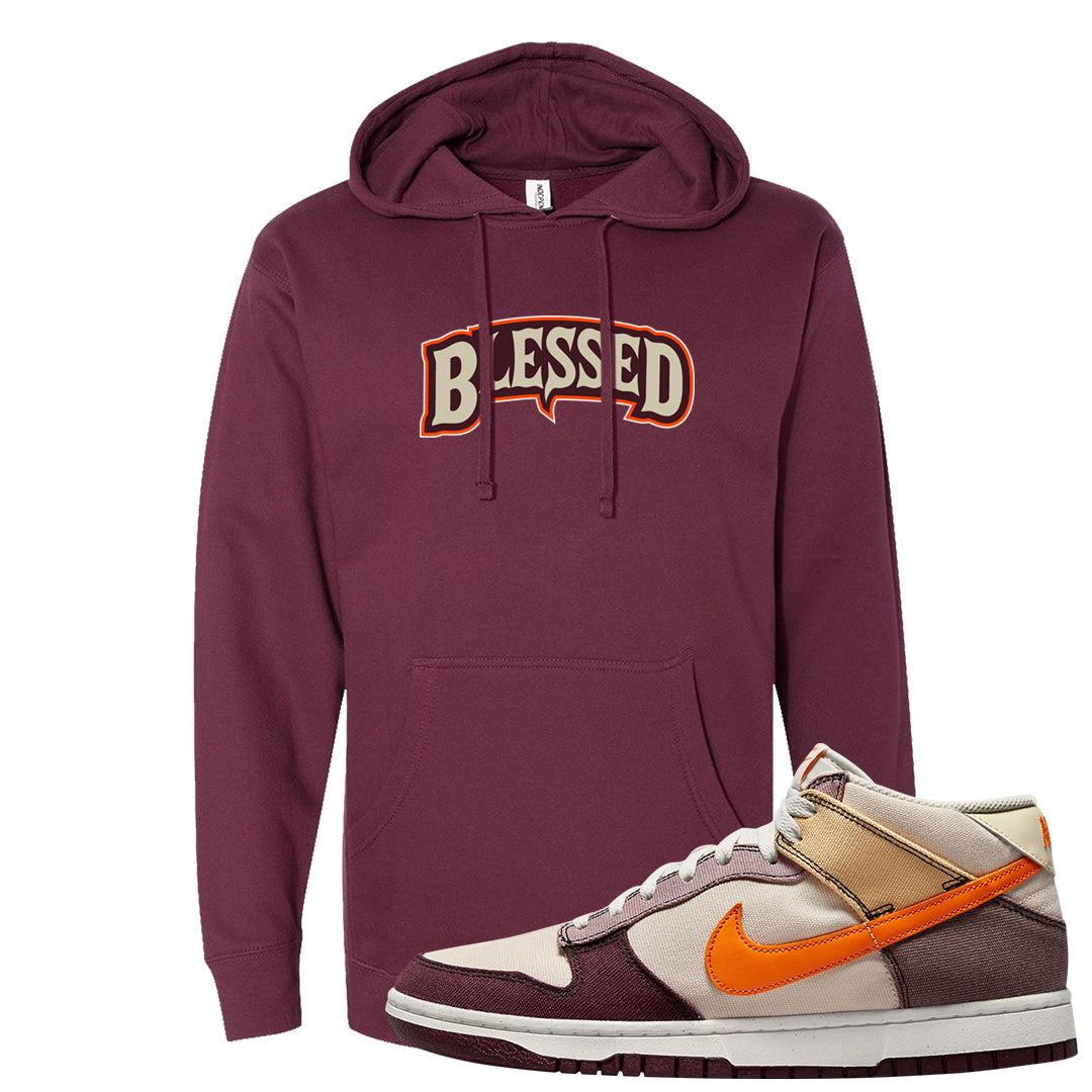 Coconut Milk Mid Dunks Hoodie | Blessed Arch, Maroon