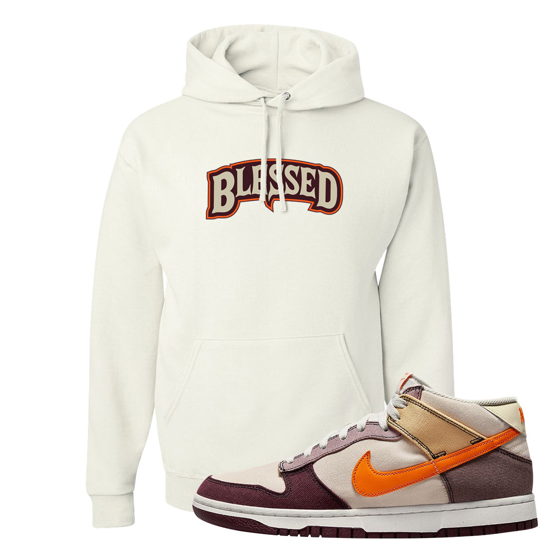 Coconut Milk Mid Dunks Hoodie | Blessed Arch, White