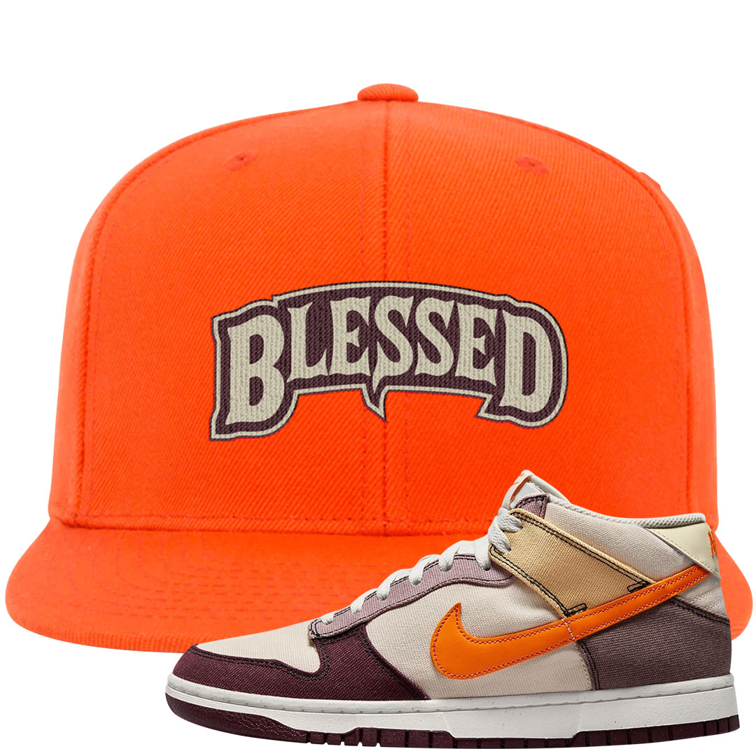 Coconut Milk Mid Dunks Snapback Hat | Blessed Arch, Orange