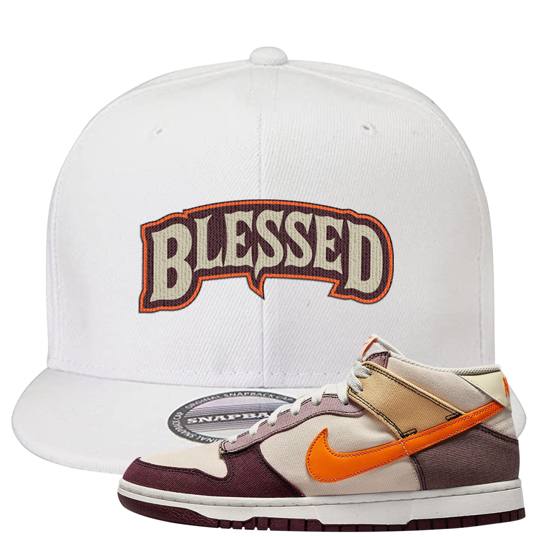 Coconut Milk Mid Dunks Snapback Hat | Blessed Arch, White