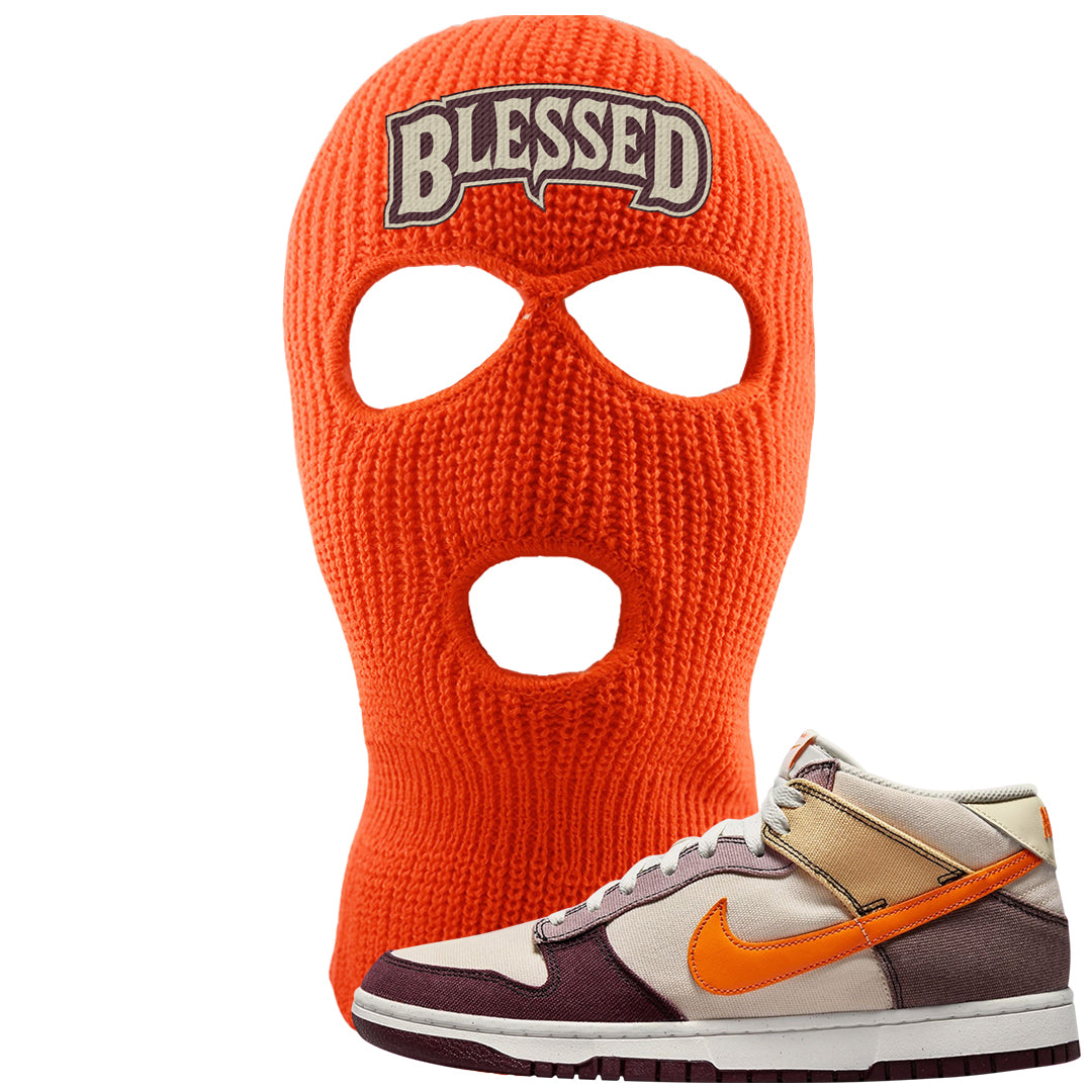 Coconut Milk Mid Dunks Ski Mask | Blessed Arch, Orange