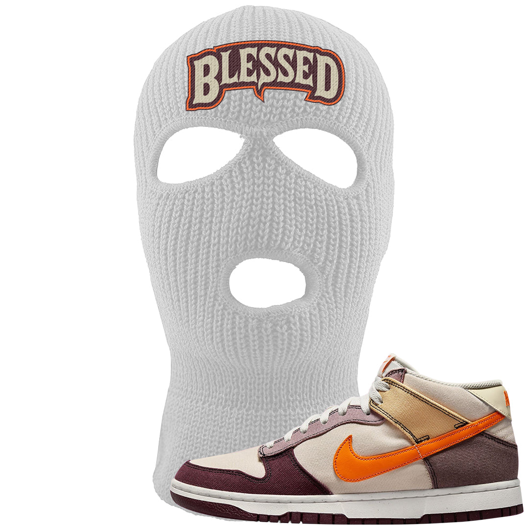 Coconut Milk Mid Dunks Ski Mask | Blessed Arch, White