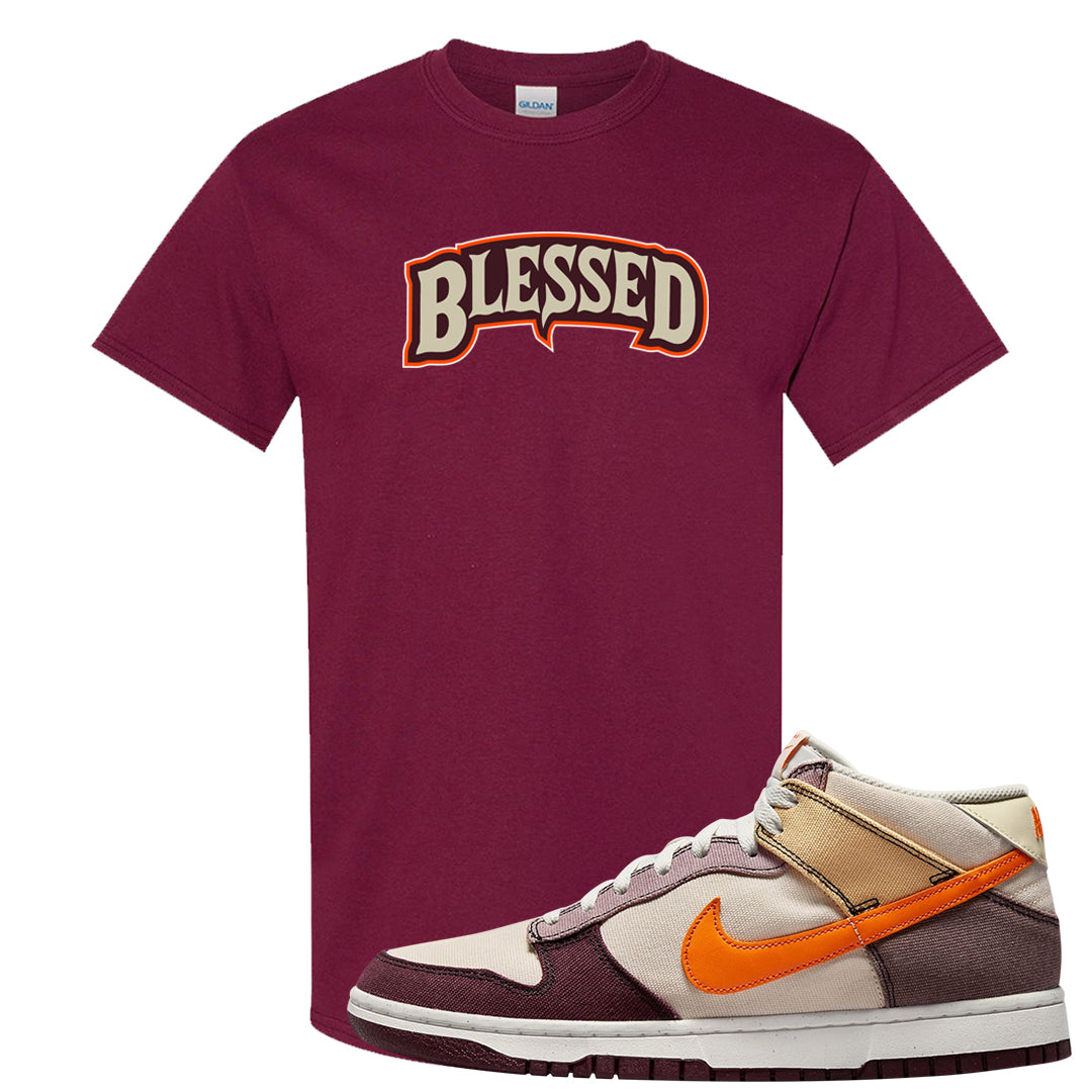 Coconut Milk Mid Dunks T Shirt | Blessed Arch, Maroon