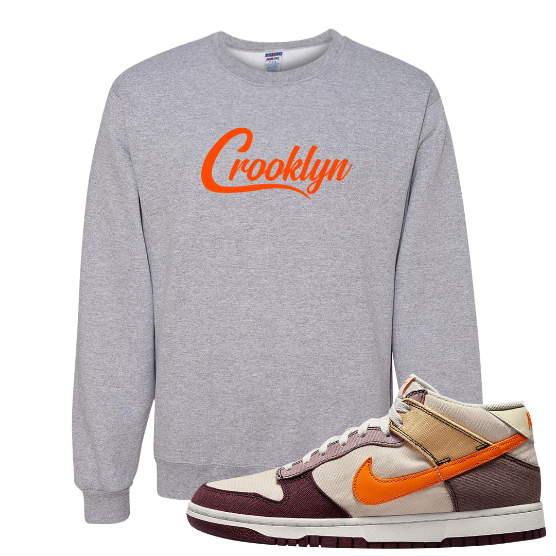 Coconut Milk Mid Dunks Crewneck Sweatshirt | Crooklyn, Ash