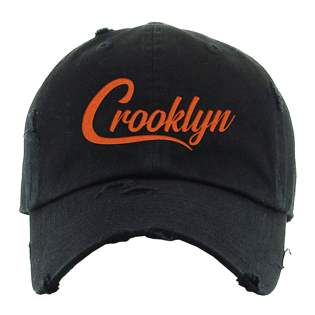 Coconut Milk Mid Dunks Distressed Dad Hat | Crooklyn, Black