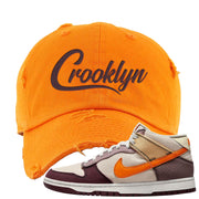 Coconut Milk Mid Dunks Distressed Dad Hat | Chiraq, Orange