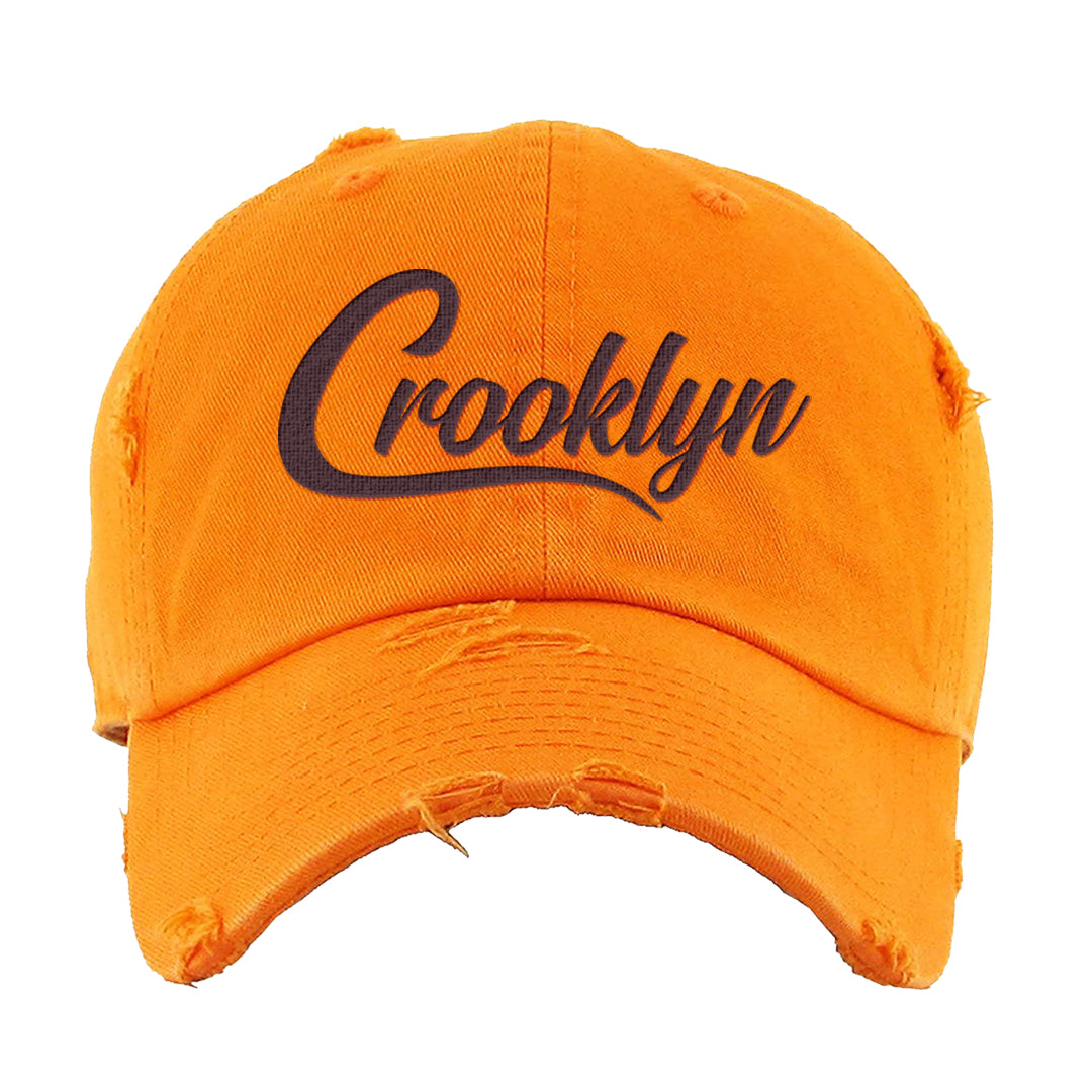 Coconut Milk Mid Dunks Distressed Dad Hat | Crooklyn, Orange