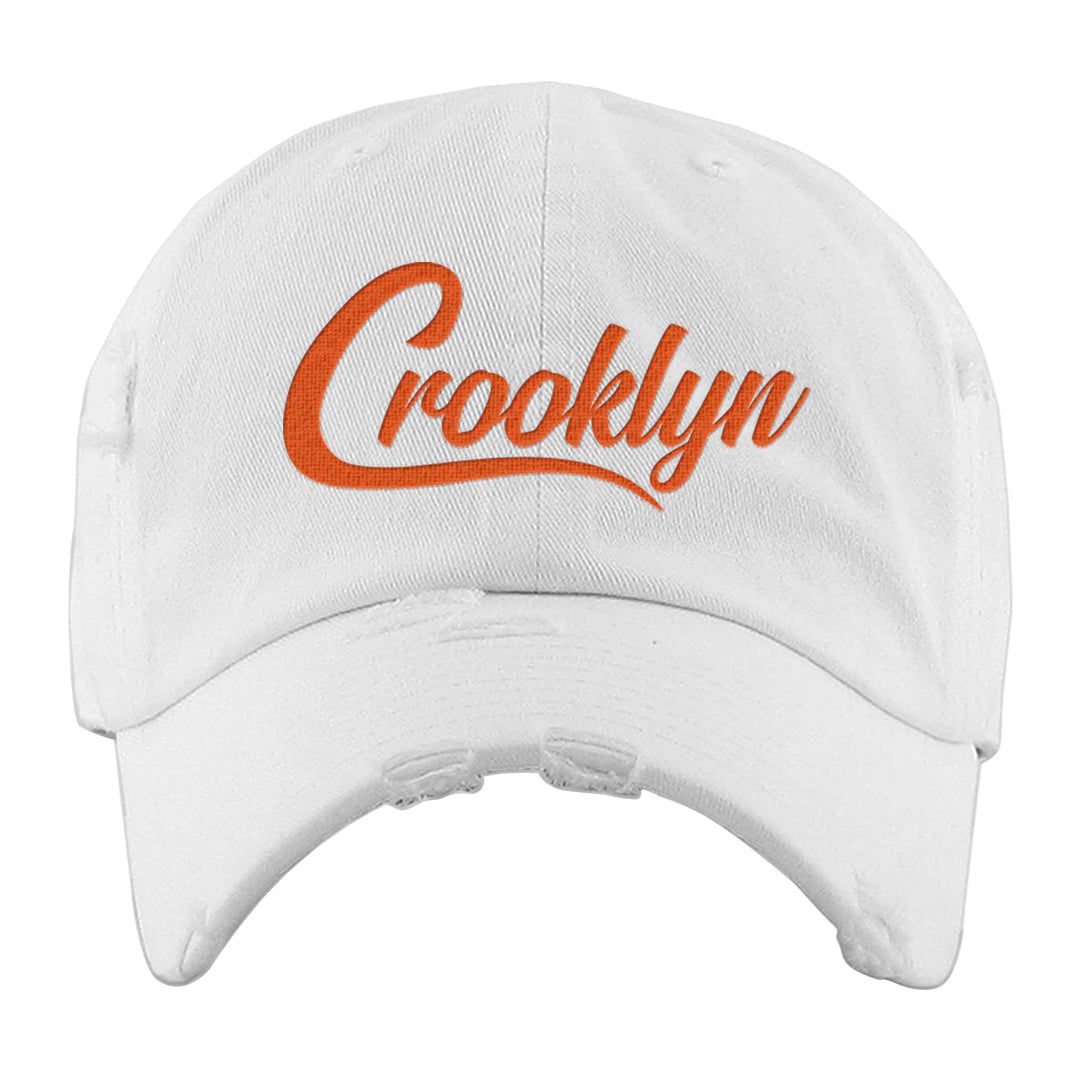 Coconut Milk Mid Dunks Distressed Dad Hat | Crooklyn, White