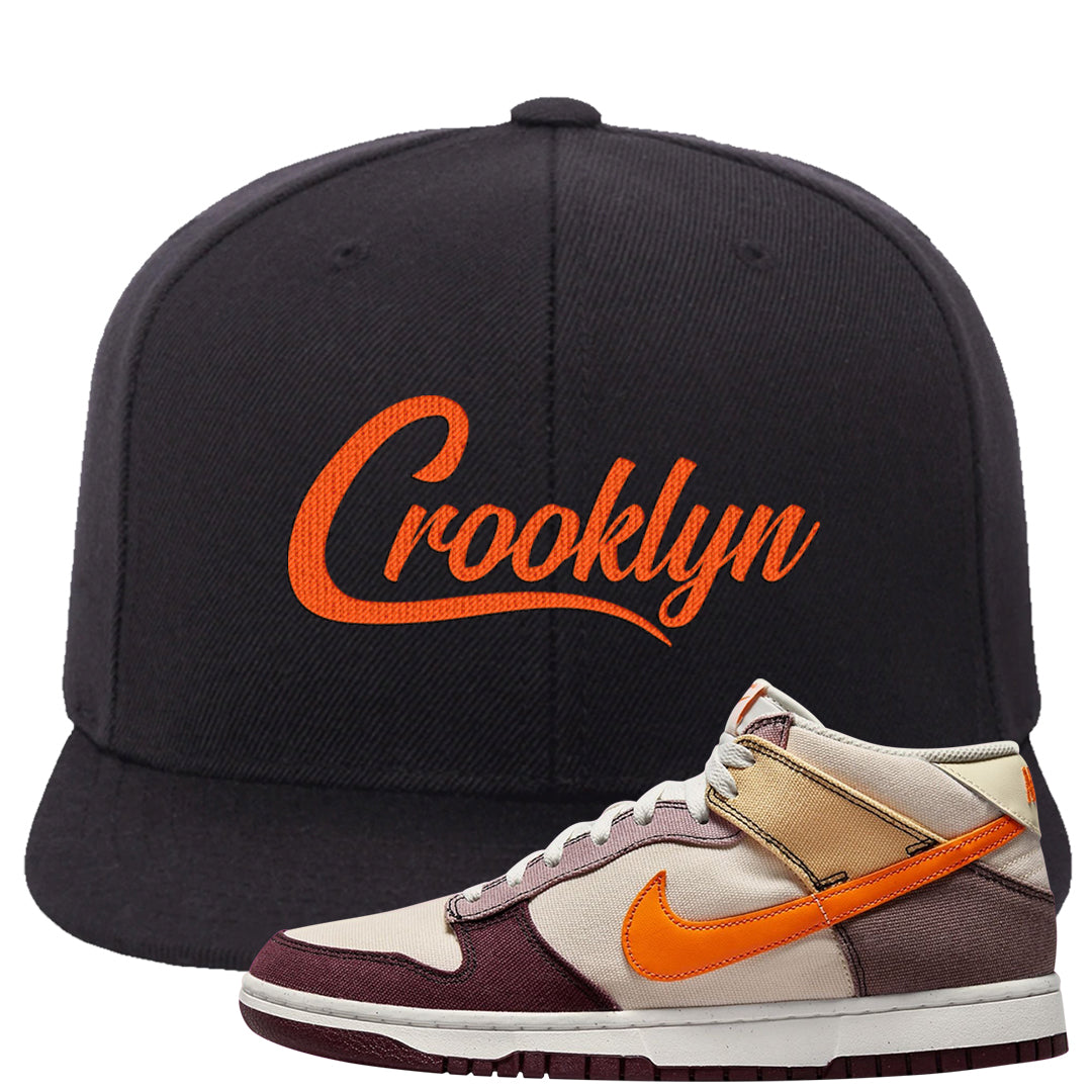 Coconut Milk Mid Dunks Snapback Hat | Crooklyn, Black