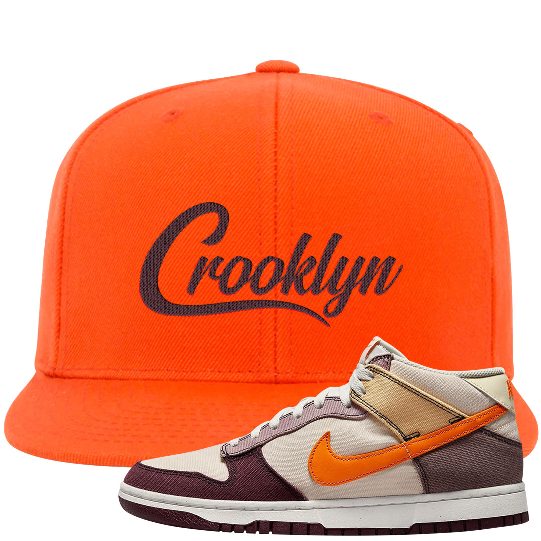 Coconut Milk Mid Dunks Snapback Hat | Crooklyn, Orange