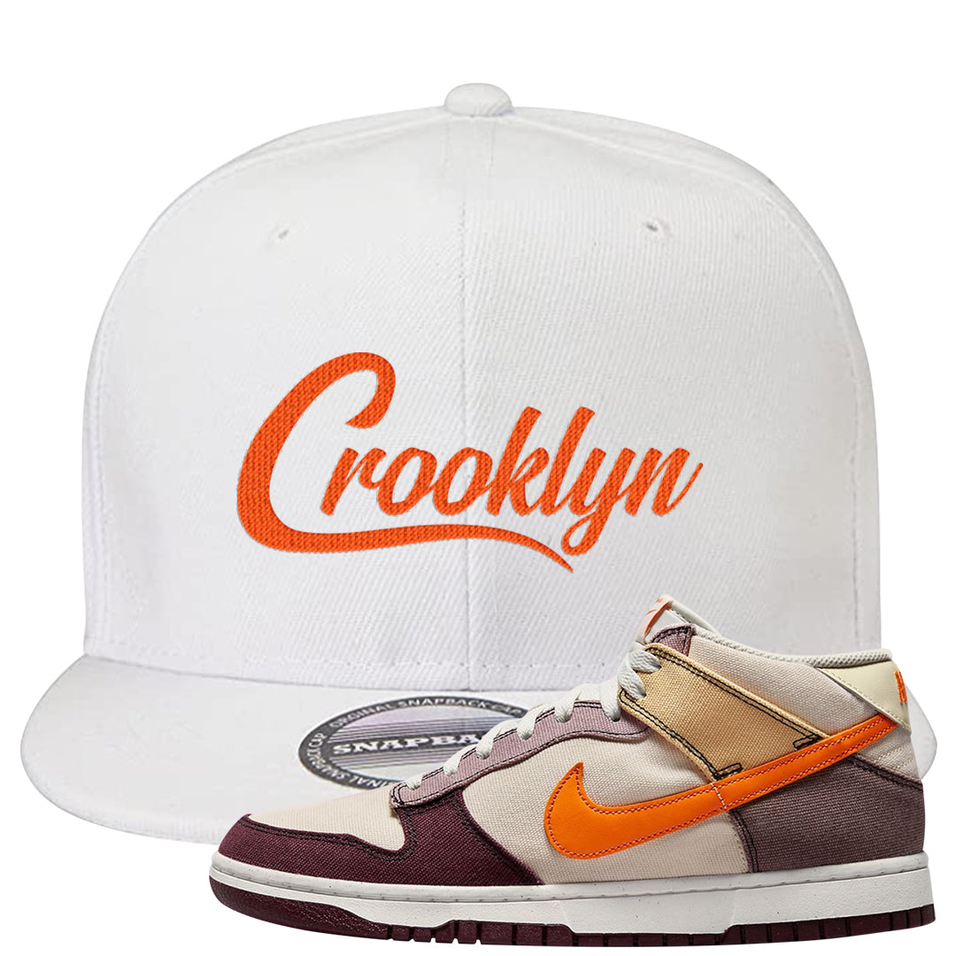 Coconut Milk Mid Dunks Snapback Hat | Crooklyn, White