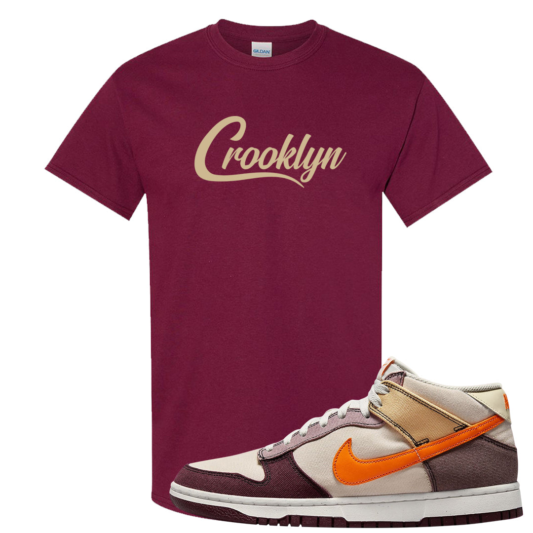 Coconut Milk Mid Dunks T Shirt | Crooklyn, Maroon
