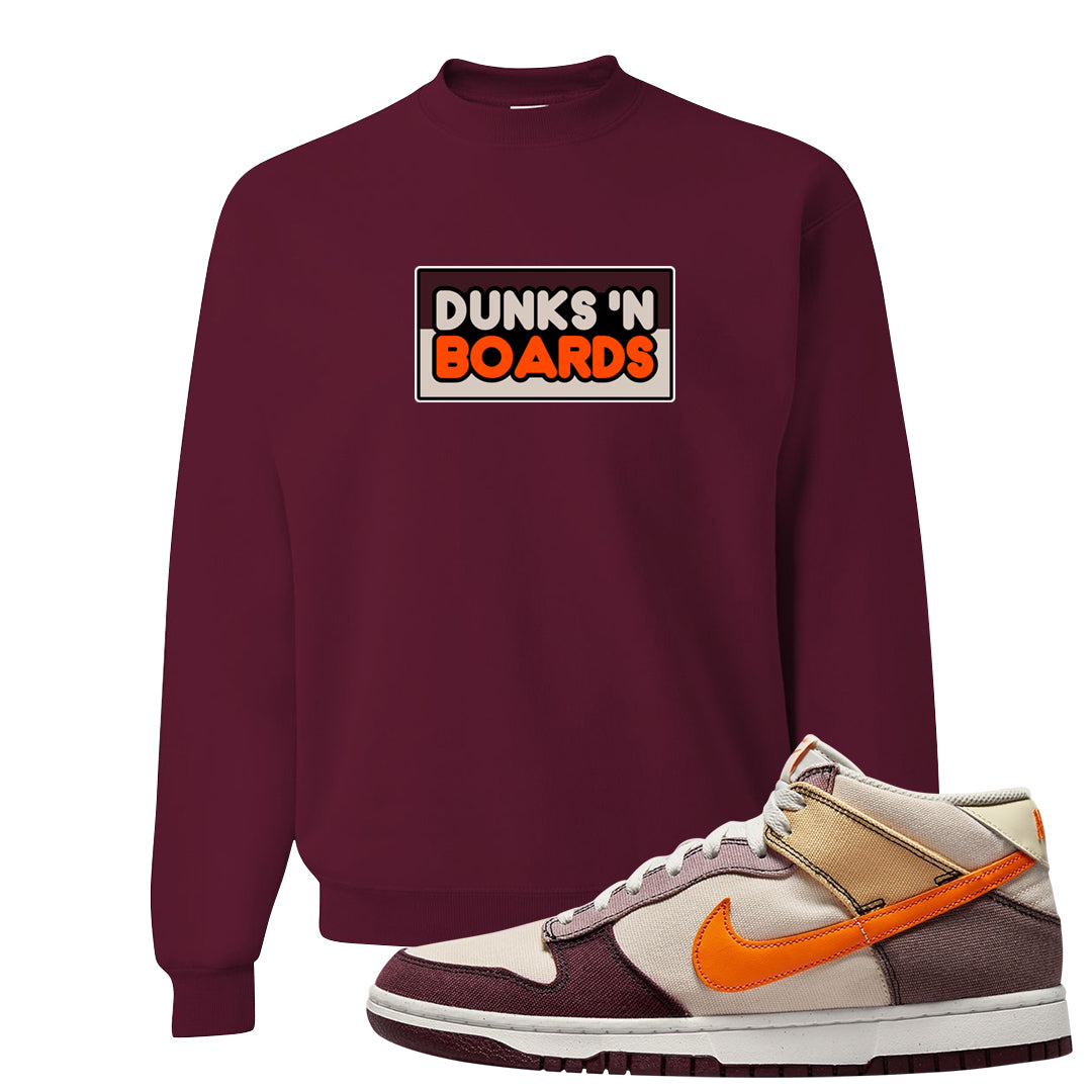 Coconut Milk Mid Dunks Crewneck Sweatshirt | Dunks N Boards, Maroon