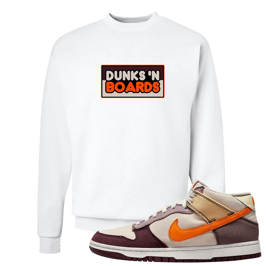 Coconut Milk Mid Dunks Crewneck Sweatshirt | Dunks N Boards, White
